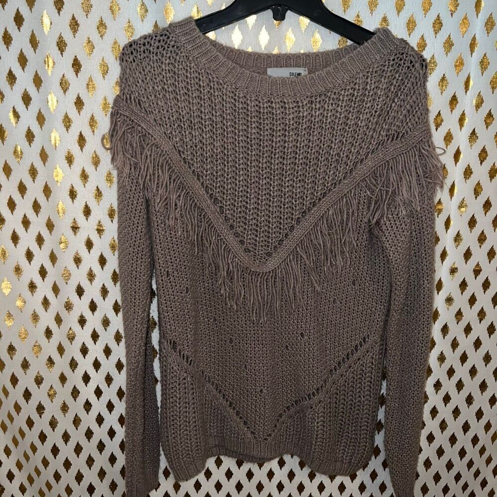 Solemio Brown sweater tassels western cowboy size S